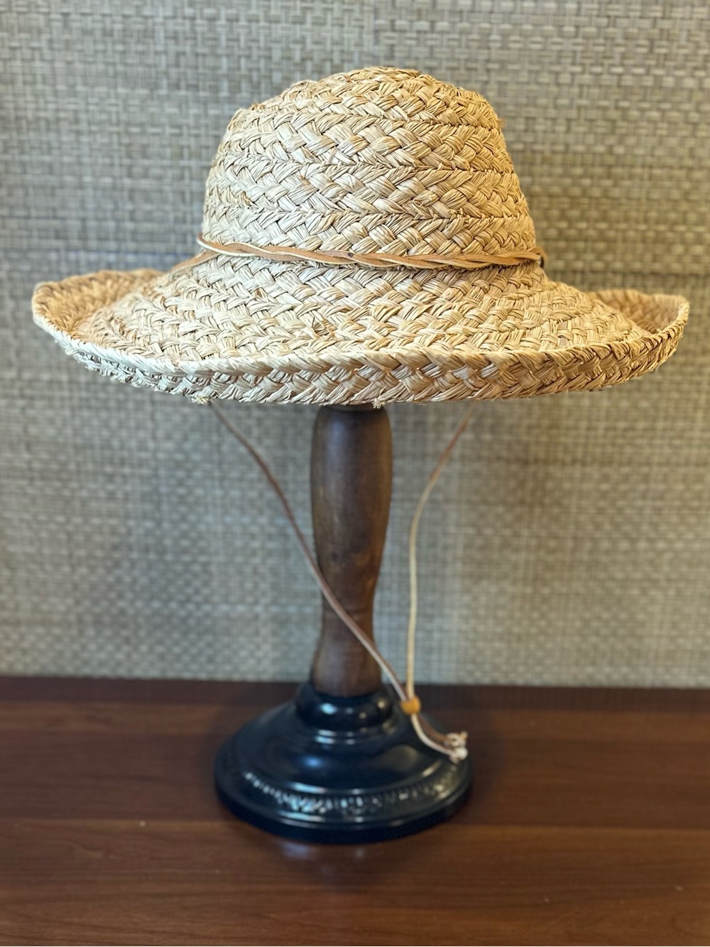 VTG 1970s-80s S.F. Green San Fran California Woven Straw Sun Beach Garden Hat